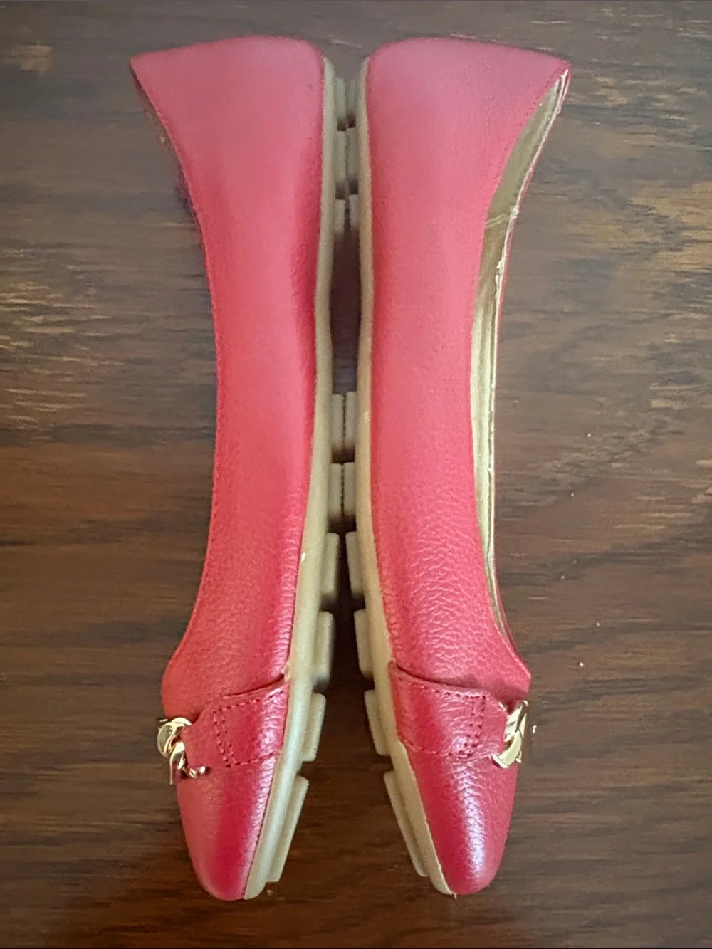 COACH ‘Bianca’ Red Pebbled Leather Ballet Flat Size 7
